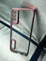 Vivo Y20/Y20i/Y12S back cover CD Chrome transparent with camera lens protection pink edge