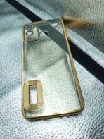 Infinix HOT 12 PLAY Transparent Back Cover or Case with CD Chrome Design & Camera Lens Protection, Golden Edge - Image 2
