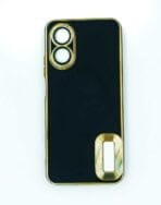 Oppo A17 back cover 6D Chrome golden edge black colour with camera lens protection