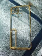 Realme C12/C25 back cover CD Chrome transparent with camera lens protection golden edge - Image 2