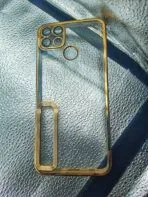 Realme C12/C25 back cover CD Chrome transparent with camera lens protection golden edge - Image 2