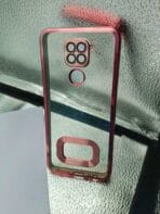 Redmi note 9/10X 4G back cover CD Chrome transparent with camera lens protection pink edge