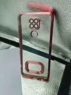 Redmi note 9/10X 4G back cover CD Chrome transparent with camera lens protection pink edge