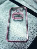Samsung J2 Phone Case: Transparent CD Chrome Back Cover Pink Edges & Camera Lens Protection - Image 2