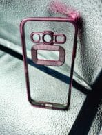 Samsung J2 Phone Case: Transparent CD Chrome Back Cover Pink Edges & Camera Lens Protection