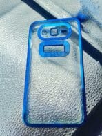 Samsung J7 back cover CD Chrome transparent with camera lens protection blue edge - Image 2