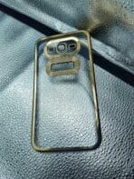 Samsung J7 back cover CD Chrome transparent with camera lens protection golden edge - Image 2