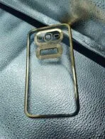 Samsung J7 back cover CD Chrome transparent with camera lens protection golden edge - Image 2