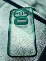 Samsung J7 back cover CD Chrome transparent with camera lens protection green edge - Image 2