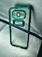 Samsung J7 back cover CD Chrome transparent with camera lens protection green edge