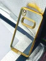 Oppo A37/NEO9 CD Chrome back cover transparent with camera lens protection golden edge