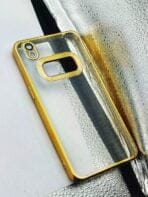 Oppo A37/NEO9 CD Chrome back cover transparent with camera lens protection golden edge - Image 2