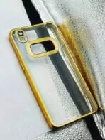Oppo A37/NEO9 CD Chrome back cover transparent with camera lens protection golden edge - Image 2
