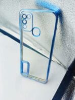 Infinix Hot 10 Play back cover CD Chrome transparent with camera lens protection blue edge