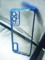 Infinix Hot 12 back cover CD Chrome transparent with camera lens protection blue edge - Image 2