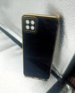 Samsung A22 5G Back Cover Black Colour 6D Chrome Golden Edge