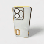 Vivo V25 5G Phone Case with 6D Chrome Golden Edge Design- White color