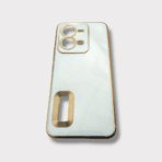 Vivo V25 5G Phone Case with 6D Chrome Golden Edge Design- White color - Image 2