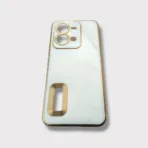 Vivo V25 5G Phone Case with 6D Chrome Golden Edge Design- White color - Image 2