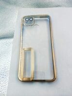 Realme C21 back cover CD Chrome transparent with camera lens protection golden edge - Image 2