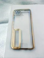 Realme C21 back cover CD Chrome transparent with camera lens protection golden edge - Image 2