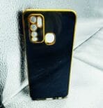 Vivo y50 Back cover or case 6D Chrome golden edge black color stylish