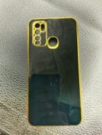 Vivo y50 Back cover or case 6D Chrome golden edge black color stylish - Image 2