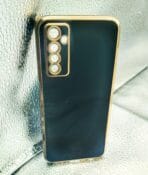 Realme 6 Back Cover 6D Chrome Black Colour Golden Edge