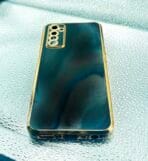 Realme 6 Back Cover 6D Chrome Black Colour Golden Edge - Image 2