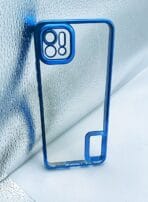 Oppo A16K back cover CD Chrome transparent with camera lens protection blue edge