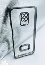 Redmi Note 9S/Redmi Note 9 Pro/Redmi Note 9 Pro Max back cover CD Chrome transparent with camera lens protection black edge
