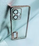 Redmi Note 12 Pro+ 5G back cover CD Chrome transparent with camera lens protection pink edge