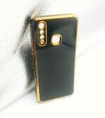 Vivo Y19 Back Cover 6d Chrome With Black Colour Golden Edge