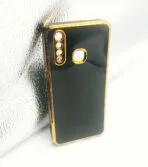Vivo Y19 Back Cover 6d Chrome With Black Colour Golden Edge