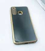 Vivo Y19 Back Cover 6d Chrome With Black Colour Golden Edge - Image 3