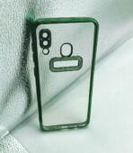 Samsung A30/A20/A205/A305/M10S Back Cover CD Chrome Transparent With Camera Lens Protection Green Edge