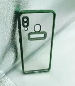 Samsung A30/A20/A205/A305/M10S Back Cover CD Chrome Transparent With Camera Lens Protection Green Edge