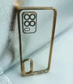 Realme 8 5G/9 5G Back Cover CD Chrome Transparent With Camera Lens Protection Golden Edge
