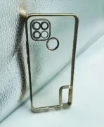 Oppo A15 Back Cover CD Chrome Transparent With Camera Lens Protection Golden Edge