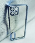 Infinix Smart 6/Smart 6 HD Without Fingerprint Back Cover CD Chrome Transparent With Camera Lens Protection Blue Edge