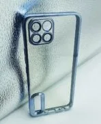 Infinix Smart 6/Smart 6 HD Without Fingerprint Back Cover CD Chrome Transparent With Camera Lens Protection Blue Edge