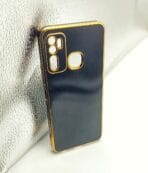 Infinix HOT 9 Back Cover 6D Chrome Black Colour Golden Edge