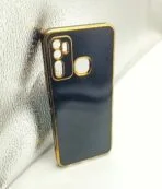 Infinix HOT 9 Back Cover 6D Chrome Black Colour Golden Edge