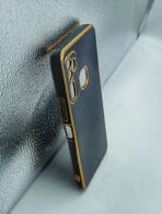 Infinix HOT 9 Back Cover 6D Chrome Black Colour Golden Edge - Image 2