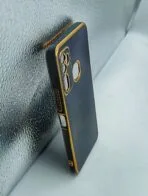 Infinix HOT 9 Back Cover 6D Chrome Black Colour Golden Edge - Image 2