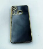 Infinix HOT 9 Back Cover 6D Chrome Black Colour Golden Edge - Image 3