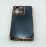 Vivo Y35 Back Cover 6D Chrome Black Colour Golden Edge - Image 3