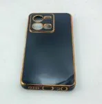 Vivo Y35 Back Cover 6D Chrome Black Colour Golden Edge - Image 3