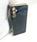 Samsung Galaxy A14 Back Cover 6D Chrome Black Colour Golden Edge
