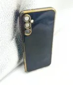 Samsung Galaxy A14 Back Cover 6D Chrome Black Colour Golden Edge